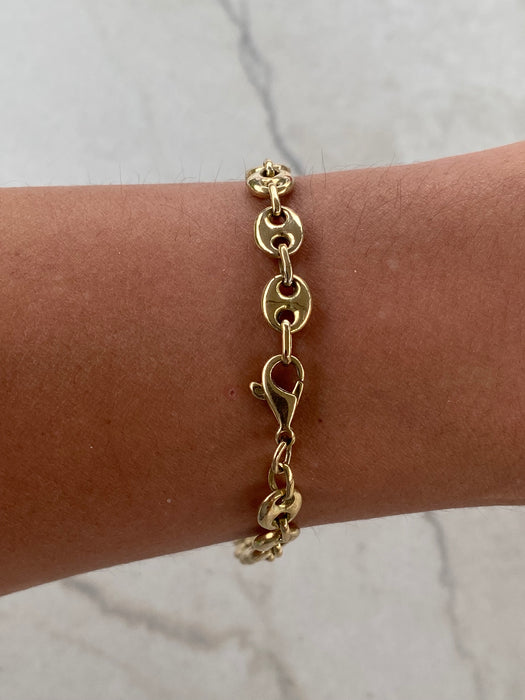Vintage 14K Yellow Gold Puffy Mariner Link Bracelet – 8”