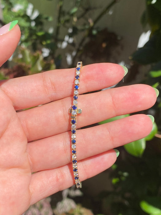 14k blue sapphire diamond bracelet 6.75”