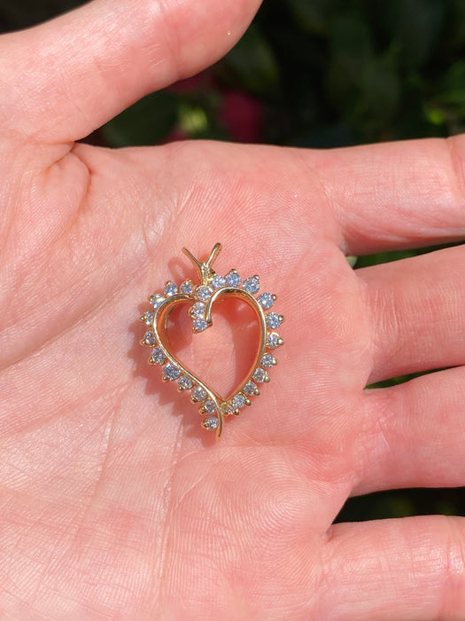 14k diamond heart pendant