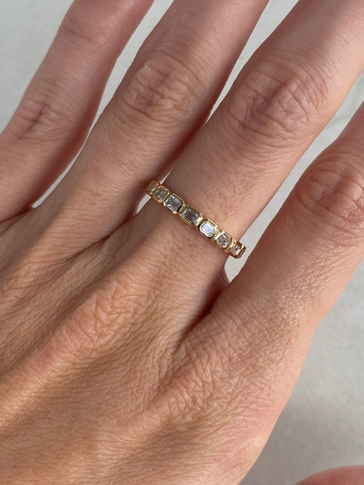 14K East-to-West Emerald Cut Lab Diamond Ring