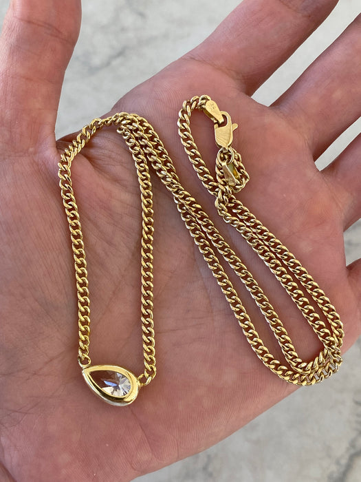 14K Gold Pear Lab 2.5 Carat Diamond Necklace