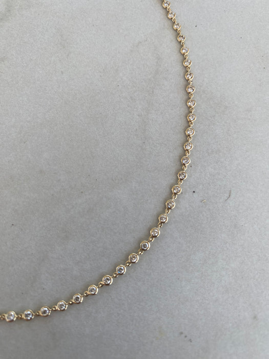 14K 2 TCW Natural Diamond Bezel Set Tennis Necklace