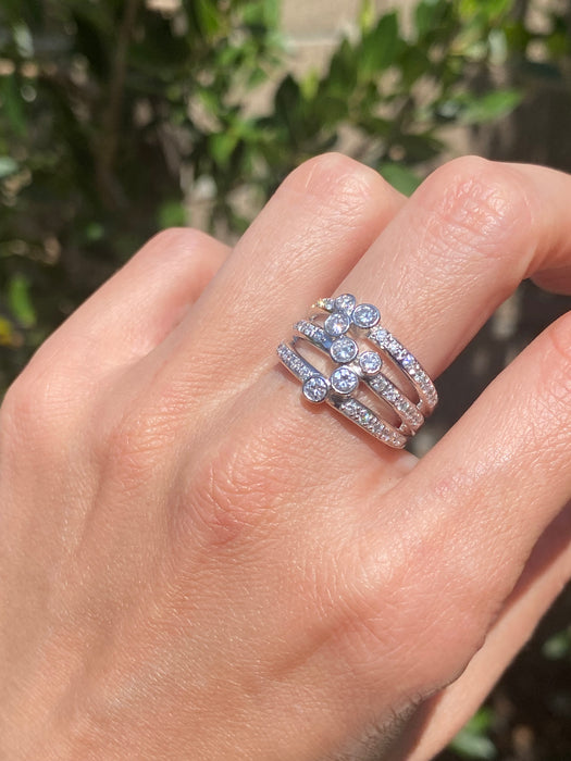 Vintage Platinum 900 Diamond Bezel Ring – 0.94 TCW Natural Diamonds – Size 7