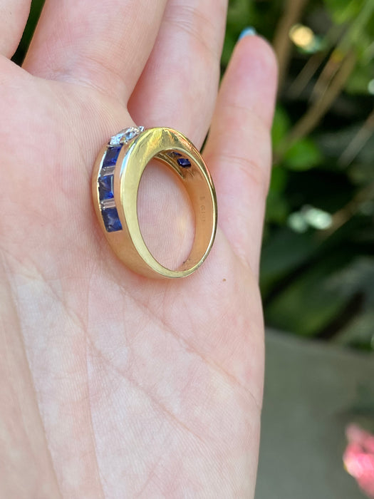 14k blue sapphire diamond ring size 7