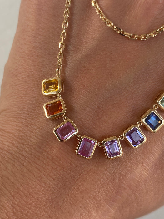14K 4.6 Carat Rainbow Sapphire Necklace