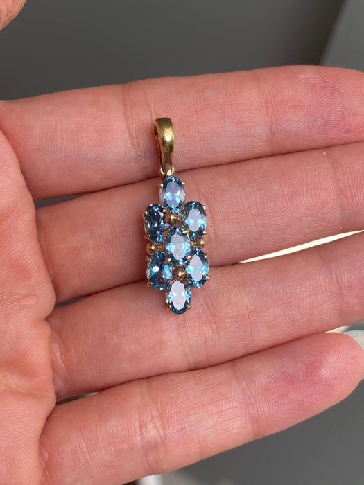 14k blue topaz cluster charm