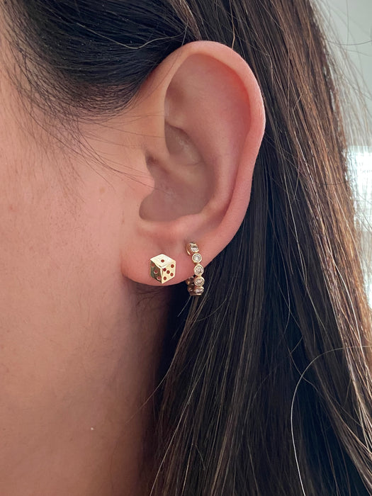 14k dice stud earrings