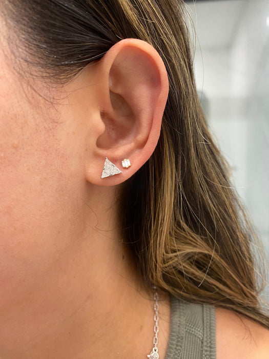 Vintage 14K White Gold Trillion-Cut Diamond Cluster Stud Earrings – 1.00 TCW