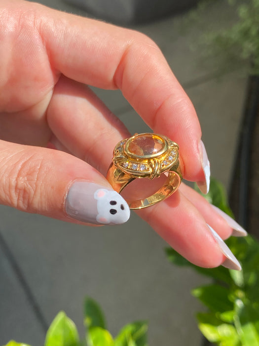 18k cabochon citrine diamond ring size 6