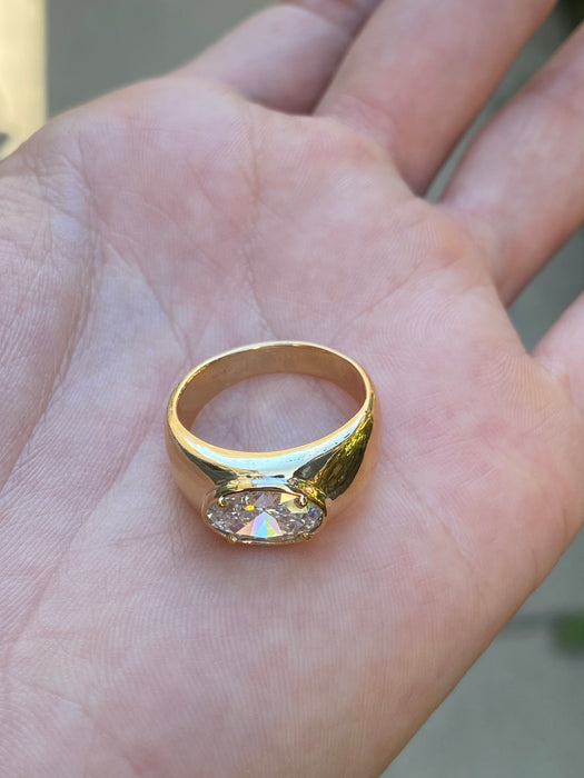 Blossom- 14k lab 2 carat oval east to west diamond ring size 7