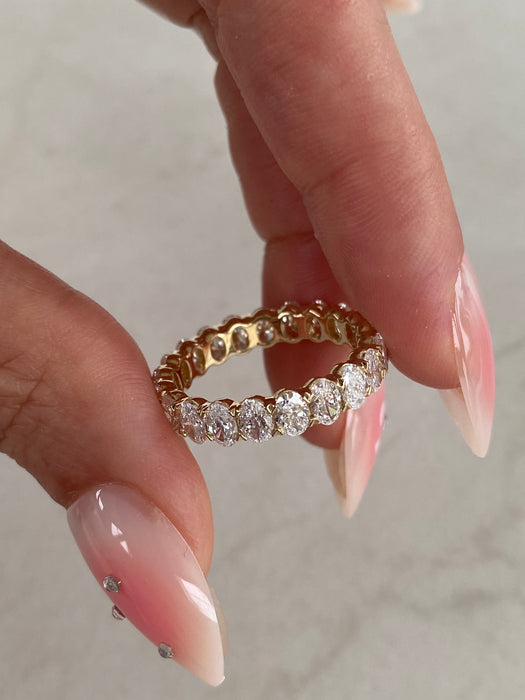 14K Gold 3 Carat Oval Lab Diamond Eternity Ring