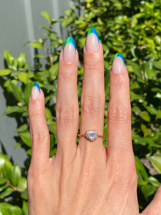 18k diamond heart baguette ring size 6.25