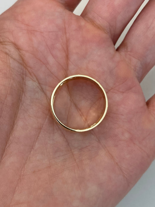14K Gold Cigar Band Heart Cut Out Diamond Ring