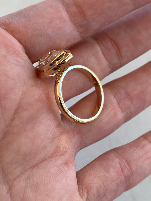 14K Double Bezel Set 3.02 Carat Lab Pear Diamond Ring