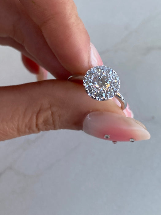 14K White Gold Lab Diamond Halo Ring