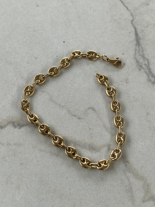 Vintage 14K Yellow Gold Puffy Mariner Link Bracelet – 8”