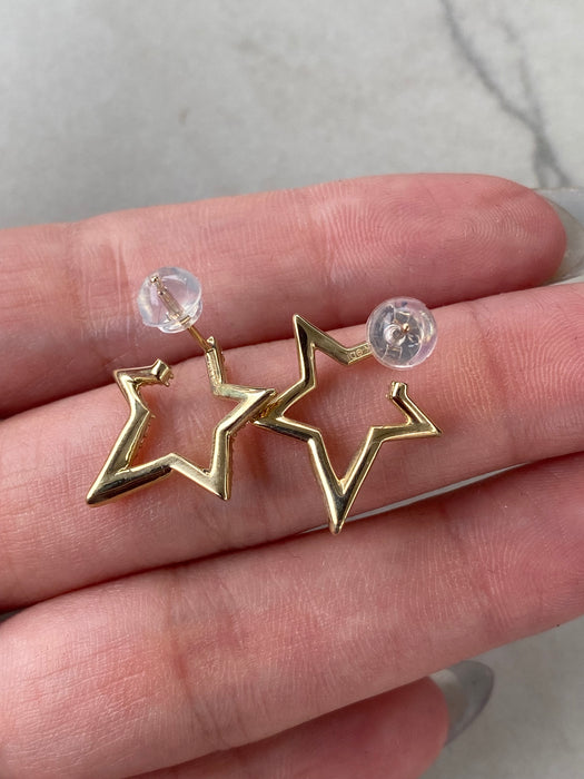 10K Natural Diamond Star Stud Earrings