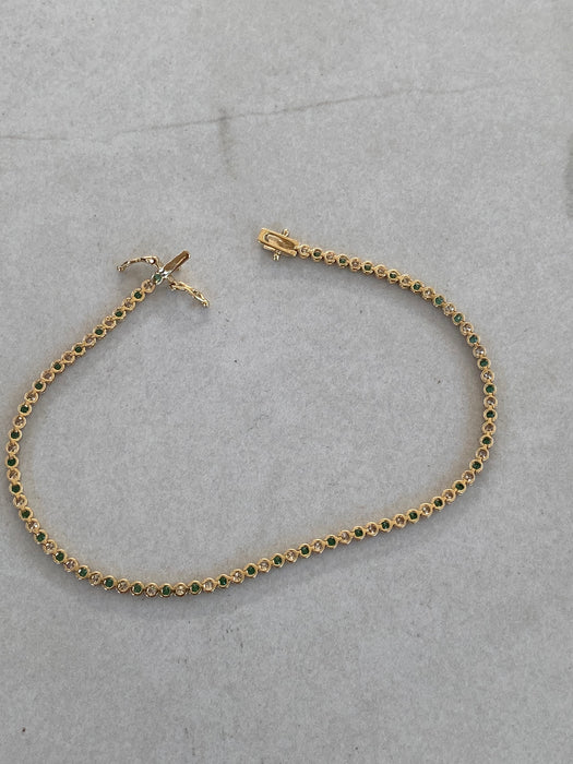 14K Lab Emerald & Diamond Tennis Bracelet