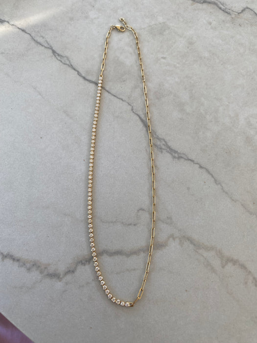 14K 1.8 TCW Natural Diamond & Paperclip Link Necklace 17”