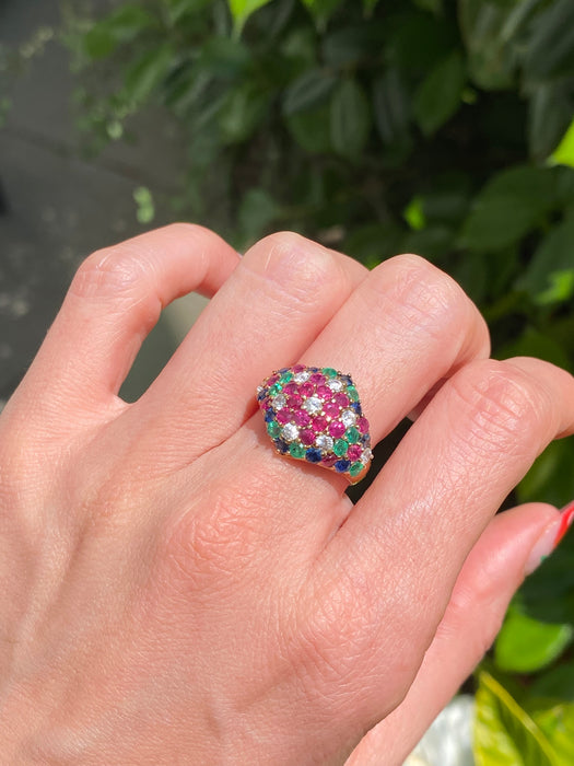 14k ruby emerald diamond sapphire ring size 6.25