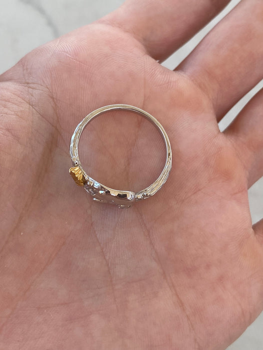 Vintage Platinum 999 Snoopy & Woodstock Ring