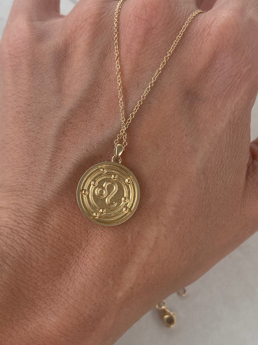 14K Leo Lion Rolo Chain Necklace