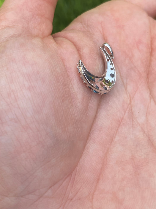 14k white gold topaz crescent moon pendant