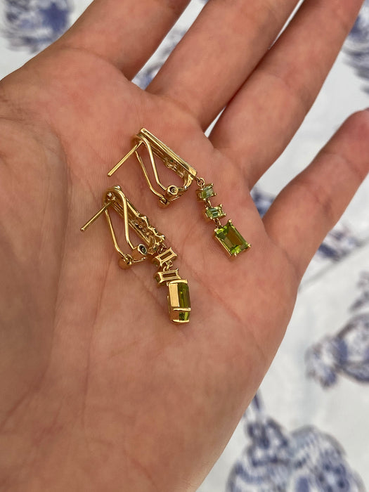 14k peridot diamond alligator earrings