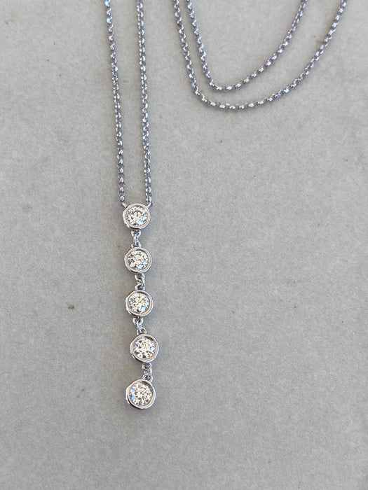 14K White Gold Bezel-Set Lab Diamond Lariat Necklace