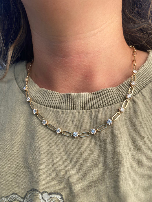 14K 4.40 CTW Lab Diamond Paperclip Necklace
