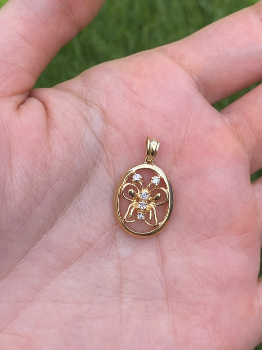 14k diamond butterfly charm