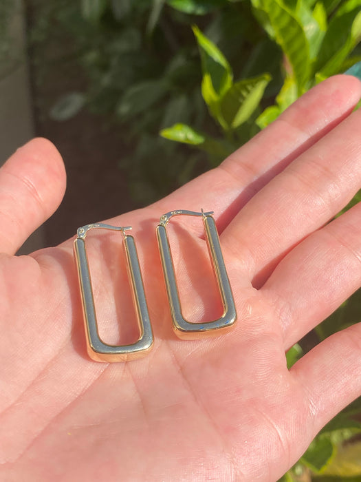 14k rectangle hoop earrings