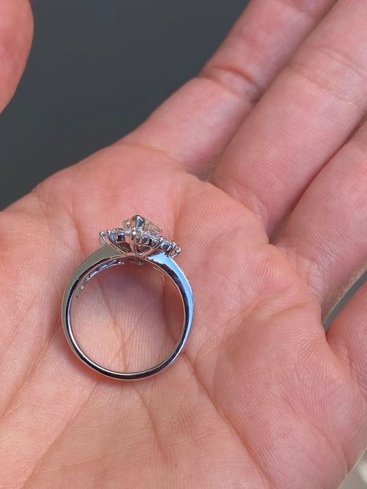 Platinum 900 3.83 tcw marquise diamond ring size 7