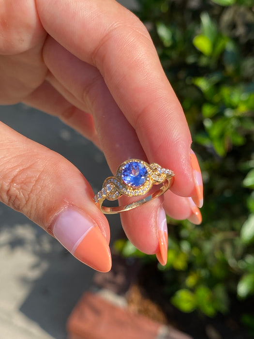 14k whimsical tanzanite diamond ring size 6.5