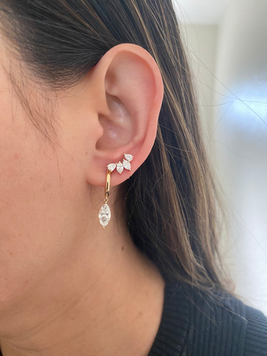 14k 1.3 carats lab pear diamond stud earrings