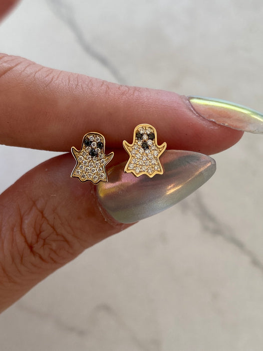 14K Natural Diamond Ghost Stud Earrings