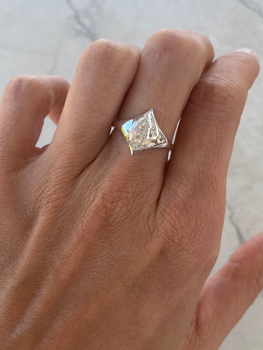 14K White Gold 2.00ct Step-Cut Pear Lab Diamond Ring