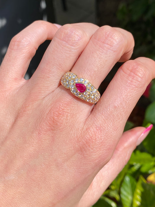 18k diamond ruby ring size 7.75