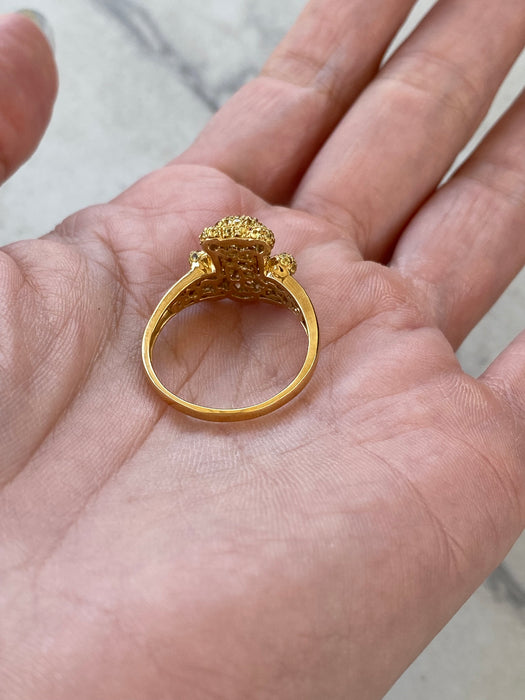 Vintage 18K Gold Citrine Bear Ring
