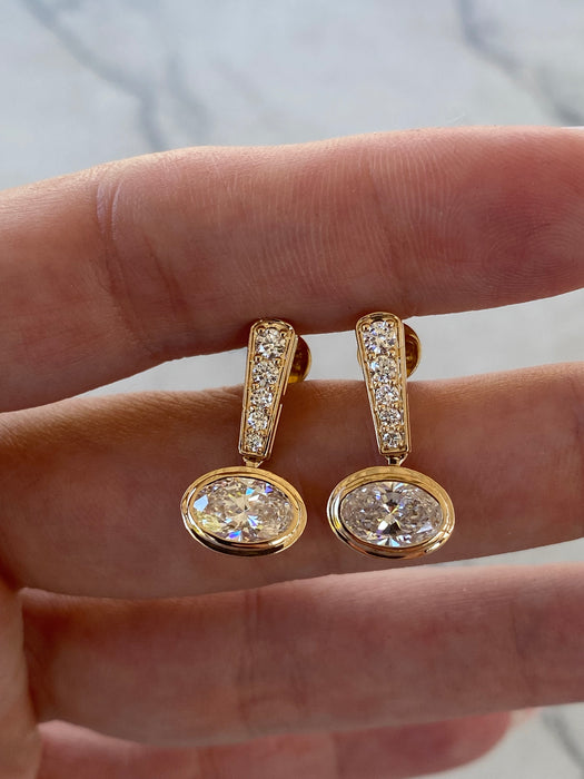 14K 2.4 TCW Lab Diamond Oval Earrings- IGI Certified