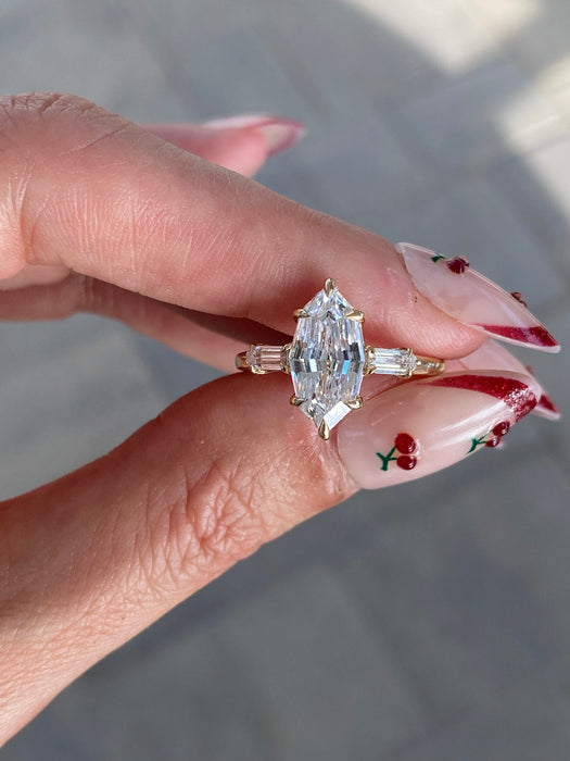 14K 2.38 TCW Step Cut Marquise Lab Grown Diamond Ring