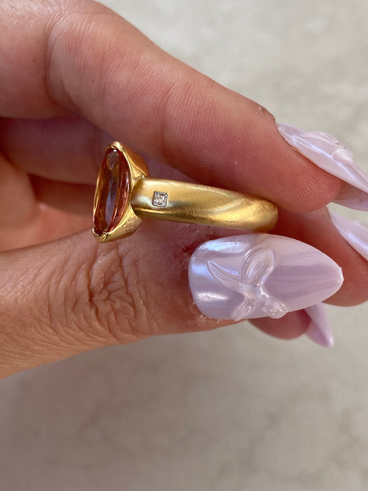 Vintage 18K Imperial Topaz & Diamond Ring