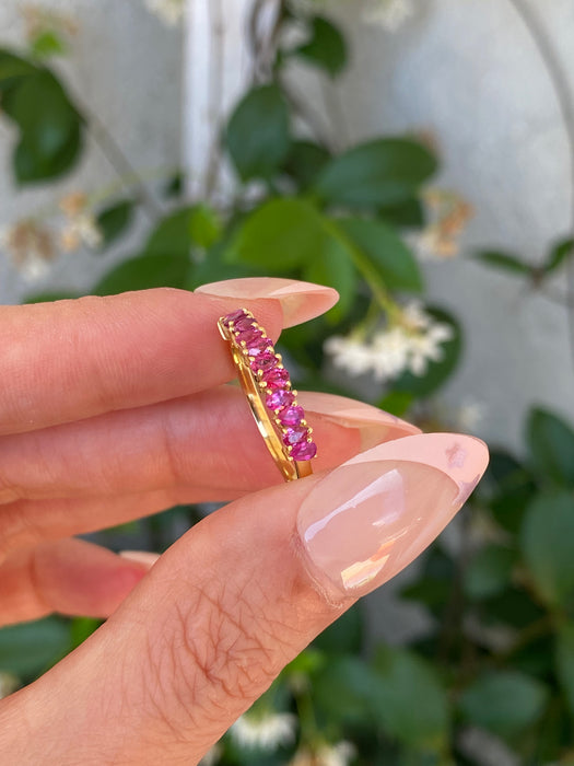 14k Gold Half Eternity Pear Ruby Ring