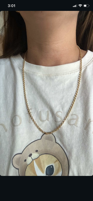 14K Gold Rolo Chain Necklace – 24 Inches