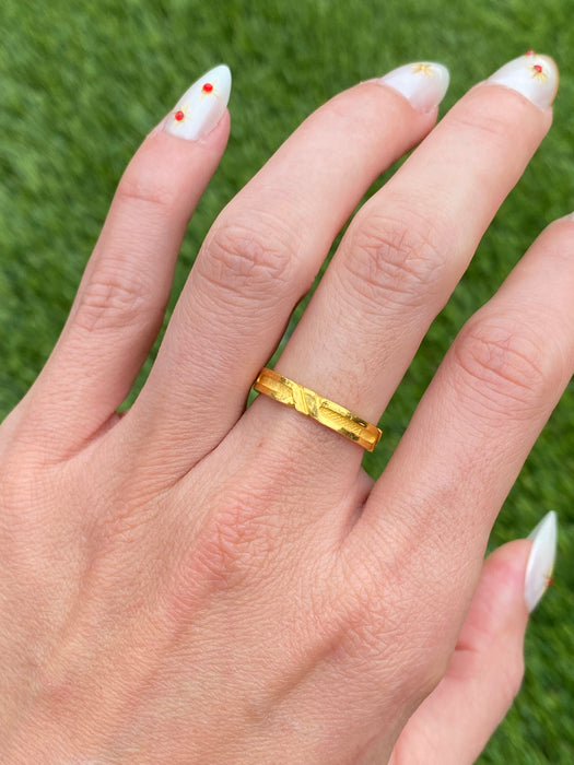 Vintage 24k Pure Gold Diamond Cut Eternity Ring