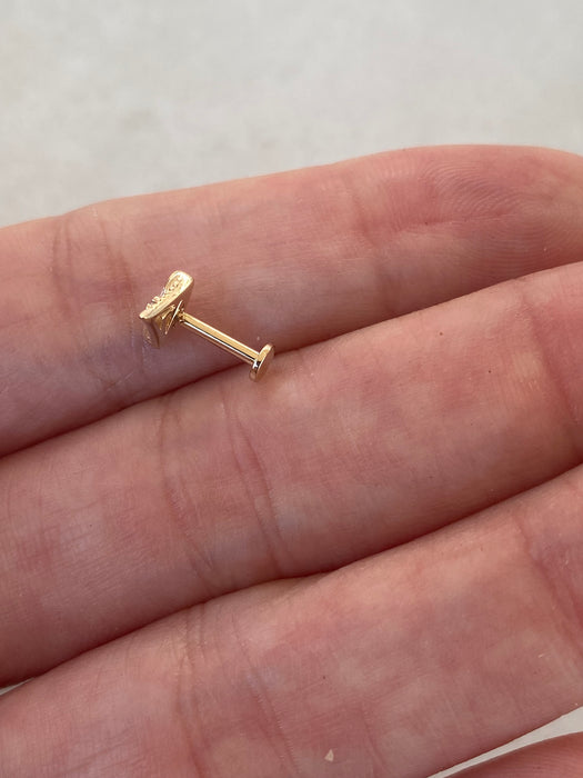 14K Lab Diamond Triangle Single Flat Back Stud Earring