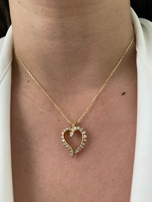 14k diamond heart pendant