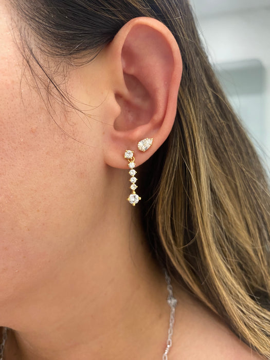 Vintage 18K Gold 1.46 TCW Natural Diamond Drop Earrings