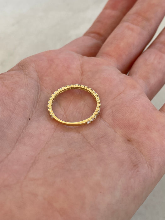 Vintage 18K Gold Natural Diamond 3/4 Eternity Ring