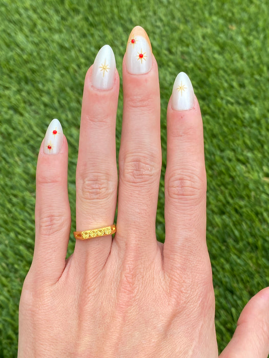 Vintage 24k Pure Gold Fluted Circle Ring